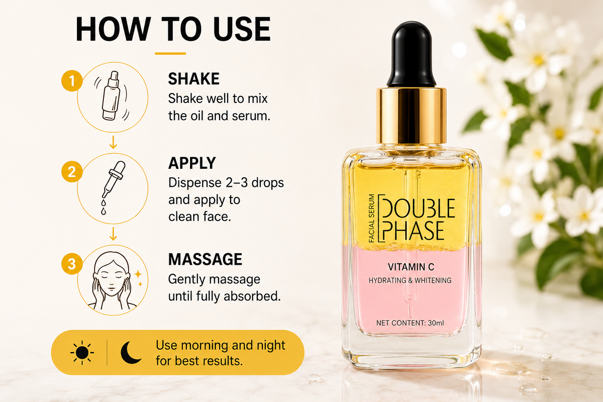 DOUBLE PHASE Vitamin C Facial Serum & Oil | Brightening & Hydrating | 30ml