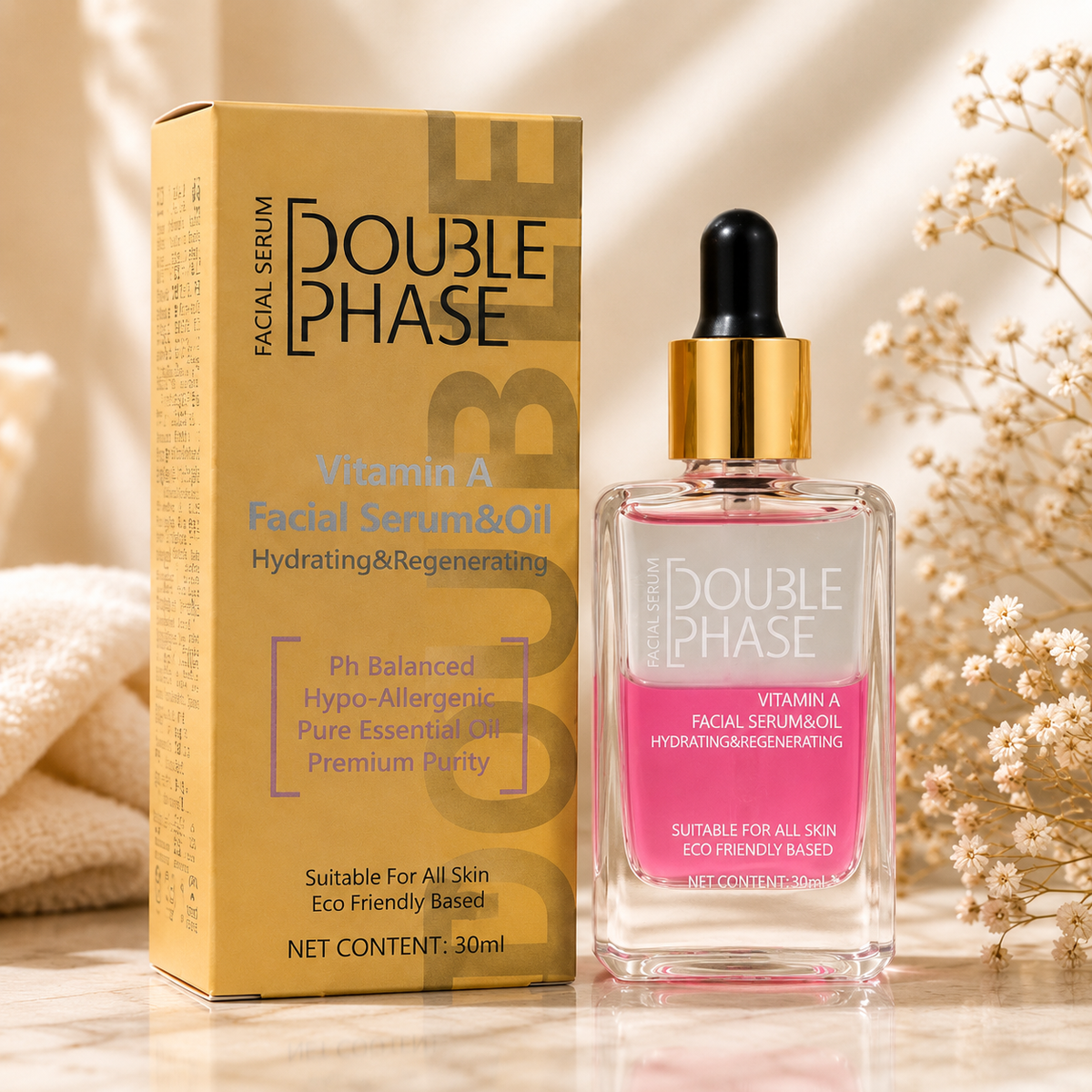 DOUBLE PHASE Vitamin A Facial Serum & Oil | Hydrating & Regenerating | 30ml